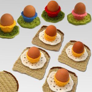Egg Cup, Egg On Toast & Flower Pdf  Digital Pattern Crochet Patterns Amigurumi T